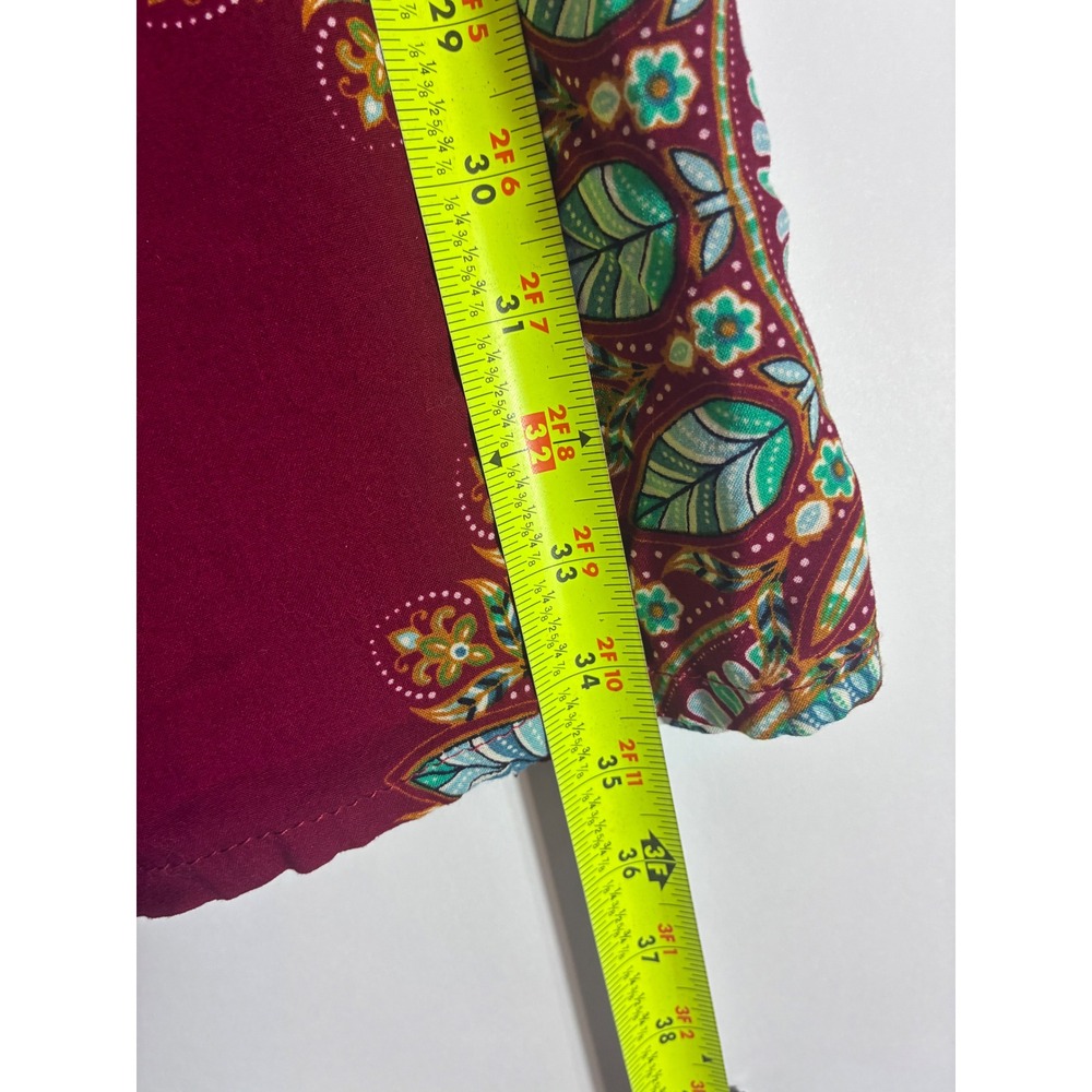 Kathmandu Imports Boho Mandala Wrap Wide Leg Pants Burgundy Teal Festival Hippie - Picture 5 of 6